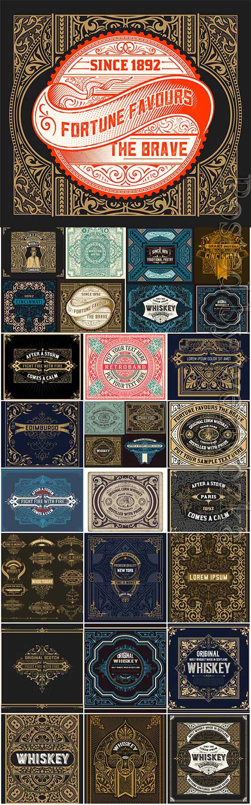 Labels and banners in vintage style in vector