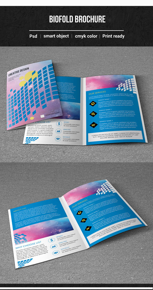 Business Brochure Layout with Repeating Square Pattern