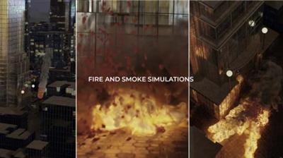 Fire and smoke simulations  an asteroid falling on a city by Stefano Cotardo