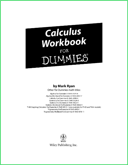 Calculus Workbook for Dummies M Ryan Wiley 4402dcad68b9bce897a89c5da2979ac6