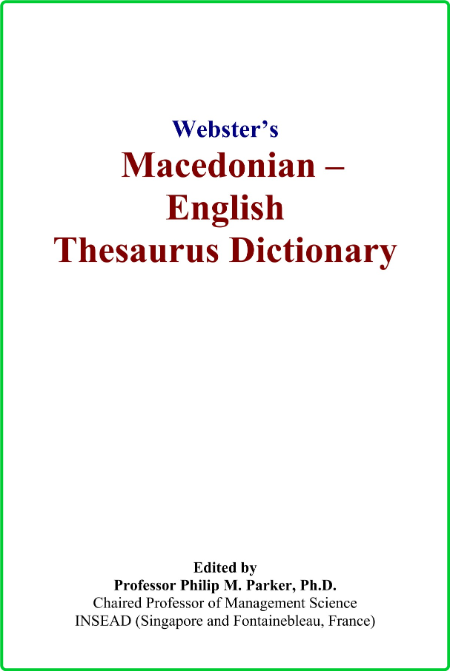 Philip M Parker Websters Macedonian English Thesaurus Dictionary Icon Group Intern... 4020400b84113c8626b33022905191ac