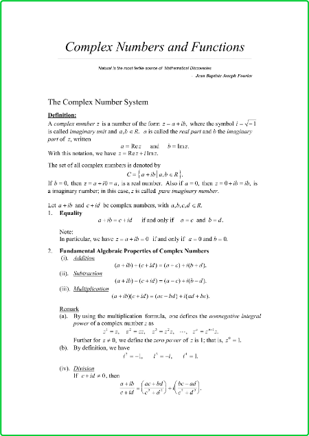 Complex Numbers and Functions ln