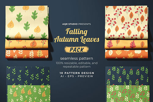 CM - Falling Autumn Leaves - Seamless Pattern - 6319803