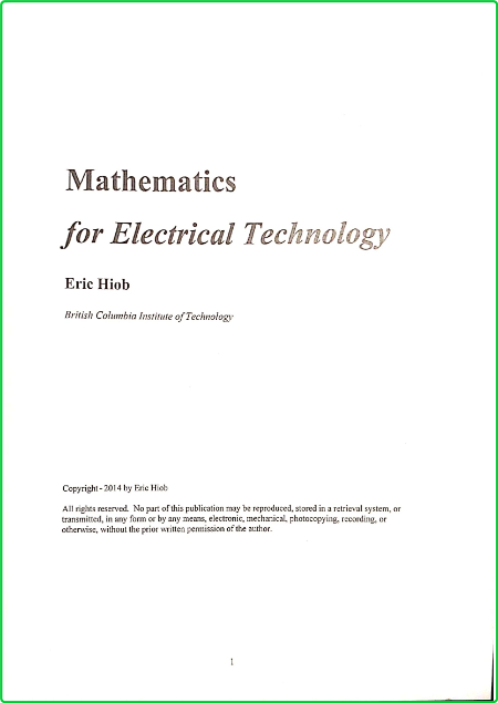 Mathematics for Electrical Technology, Volume 1 04f3ce98db866c78e359923ab7f5a2ce