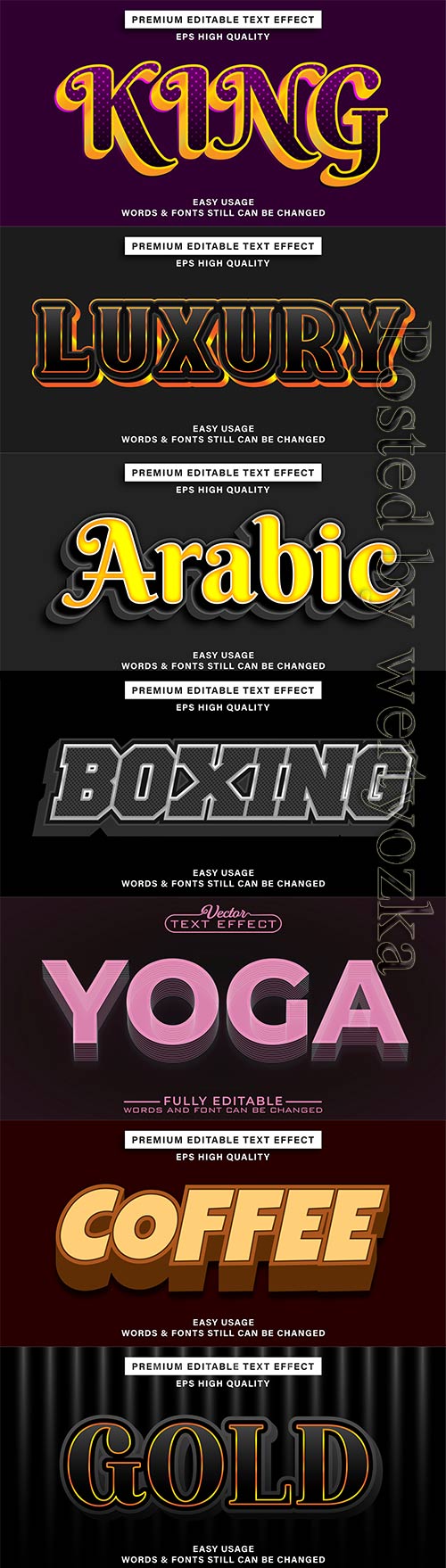 3d editable text style effect vector vol 837