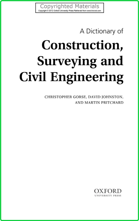Gorse Christopher Johnston David Pritchard Martin Dictionary Of Construction Surve...