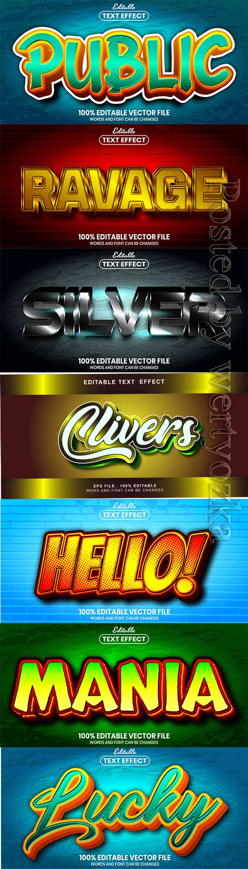 3d editable text style effect vector vol 848
