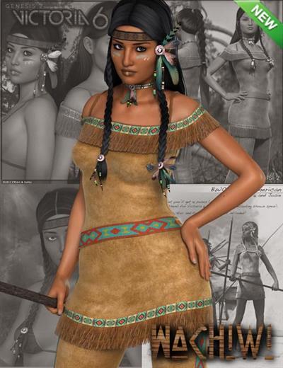WACHIWI   NATIVE AMERICAN CHARACTER, OUTFIT, HAIR AND POSES BUNDLE