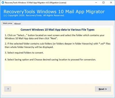 RecoveryTools  Windows 10 Mail App Migrator 4.0