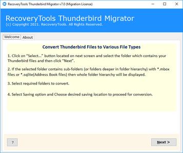 RecoveryTools Thunderbird Migrator 7.0
