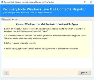 RecoveryTools  Windows Live Mail Contacts Migrator 4.1