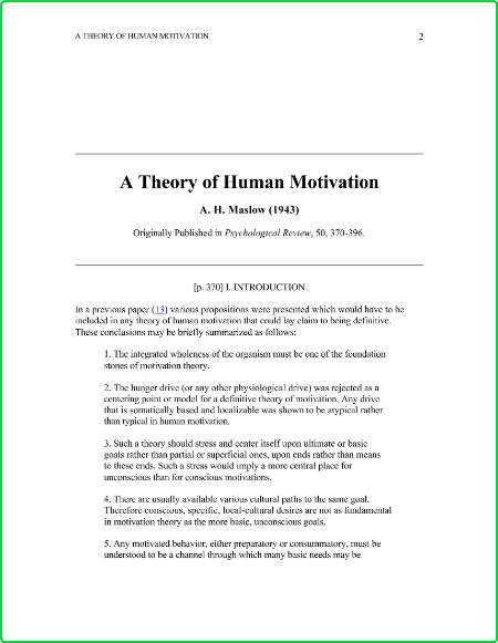 Maslow A H A Theory Of Human Motivation D81aac955510607228f40850cfe7fa00