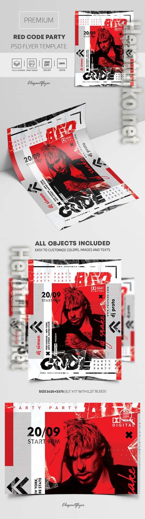 Red Code Party PSD Flyer
