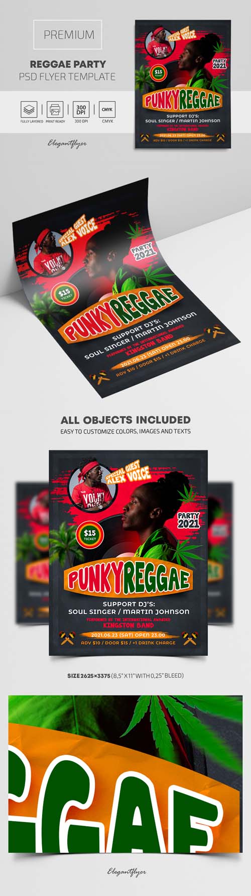 Reggae Party Premium PSD Flyer Template