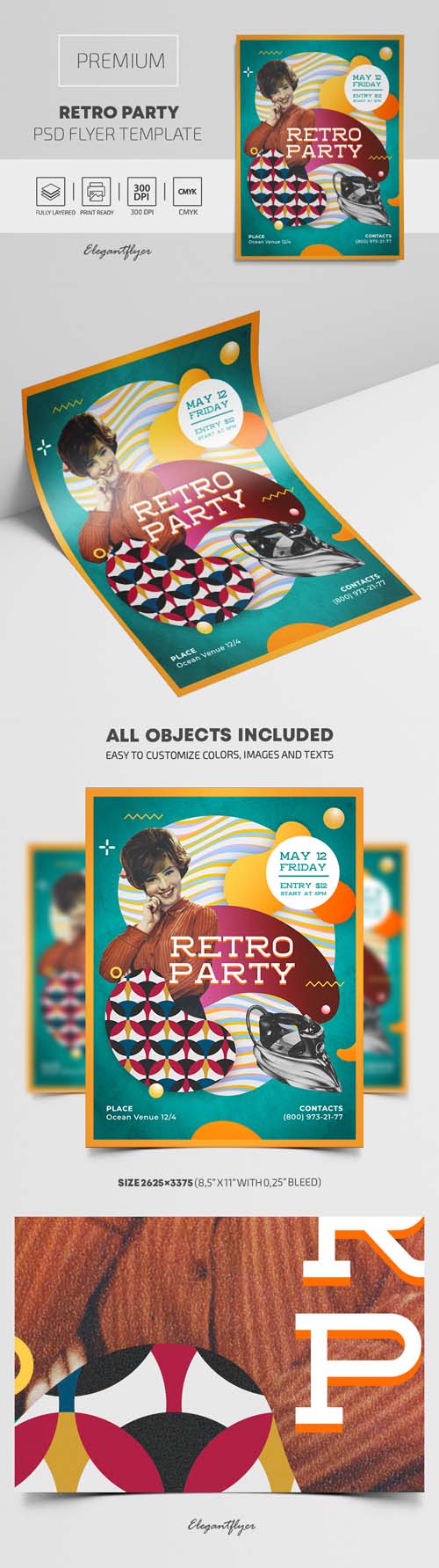 Retro Party Premium PSD Flyer Template