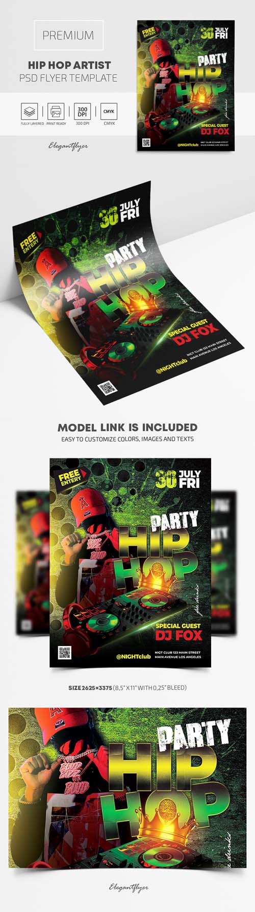 Hip Hop Artist Premium PSD Flyer Template