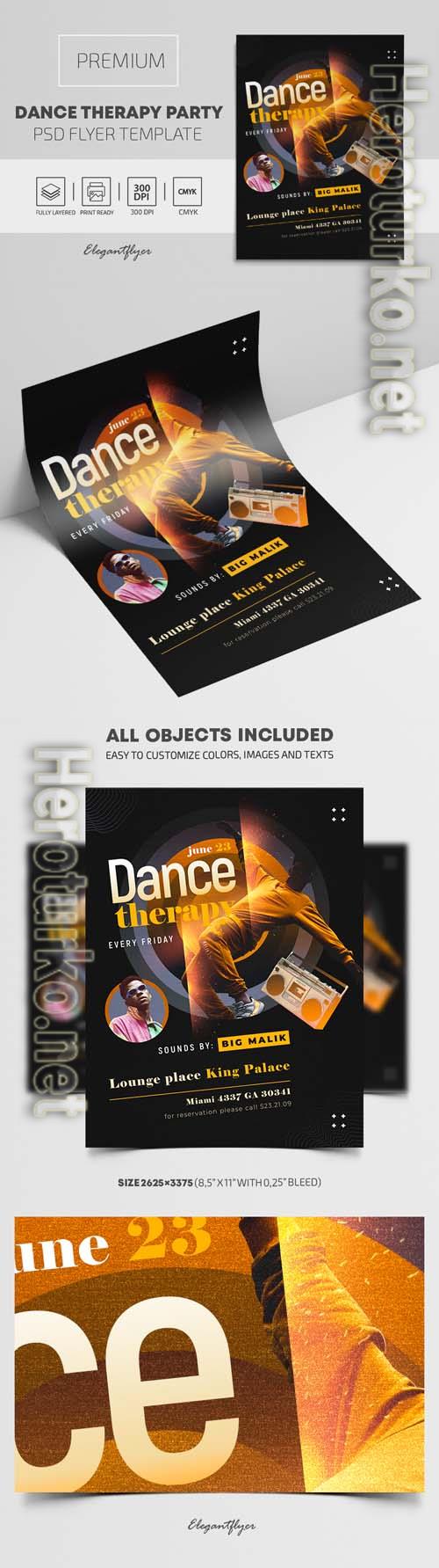 Dance Therapy Party Premium PSD Flyer Template Dance Therapy Party Premium PSD Flyer Template