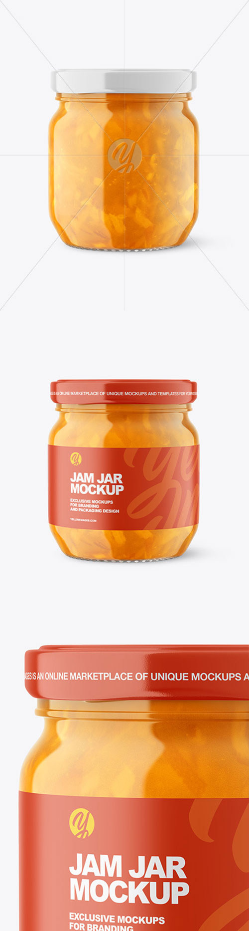 Glass Jar with Orange Jam Mockup 86569