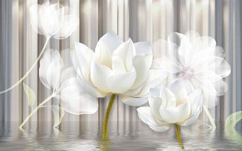 White phantom lotus embossed background wall