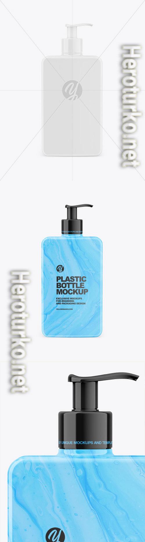 Plastic Square Bottle with Pump Mockup 86532
