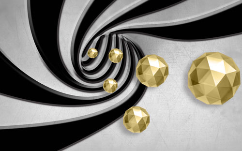 Three dimensional space golden ball background wall