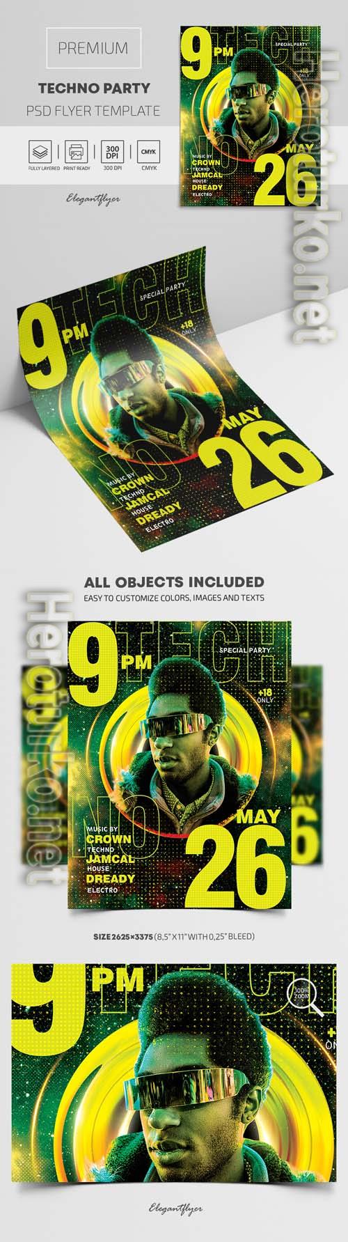 Techno Party Premium PSD Flyer Template Techno Party Premium PSD Flyer Template