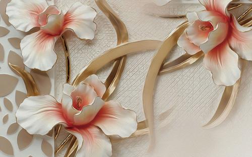 3d embossed orchid background wall decorative painting