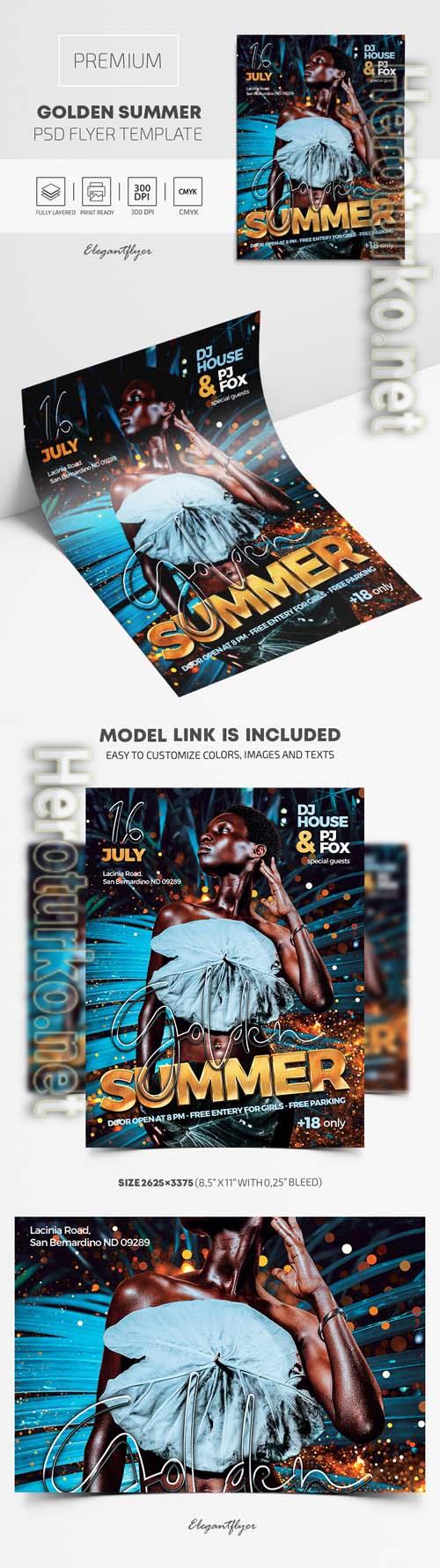 Golden Summer Premium PSD Flyer Template