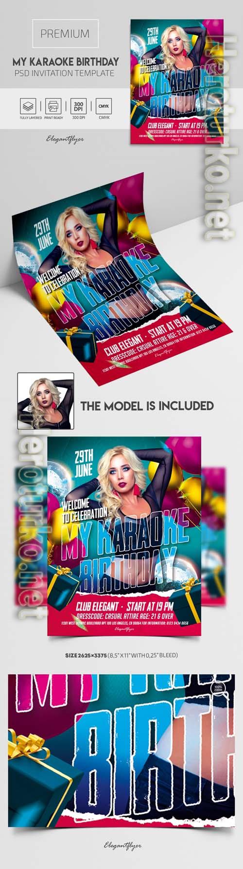 Premium My Karaoke Birthday Invitation PSD Template Premium My Karaoke Birthday Invitation PSD Template
