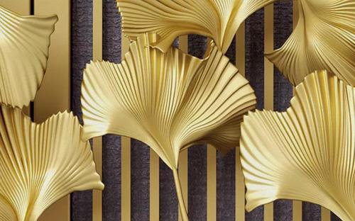 Simple embossed gold leaf sofa tv background wall Simple embossed gold leaf sofa tv background wall