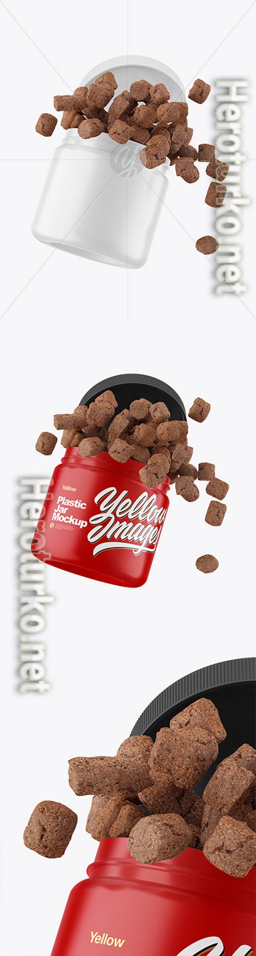 Matte Plastic Jar w Pets Snack Mockup 86613