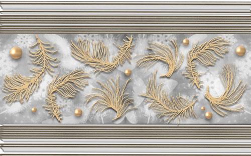 Minimalist golden feather wrought iron sheet metal tv background wall