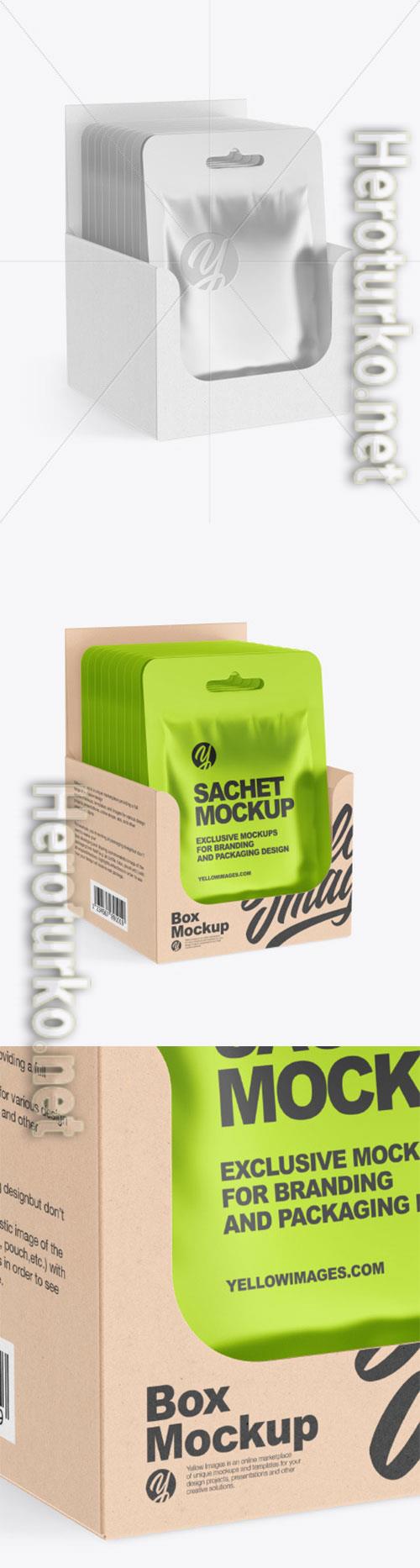 Metallic Sachets w Kraft Box Mockup 86611