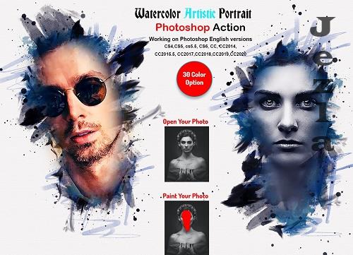 Watercolor Artistic Portrait Action - 6402754