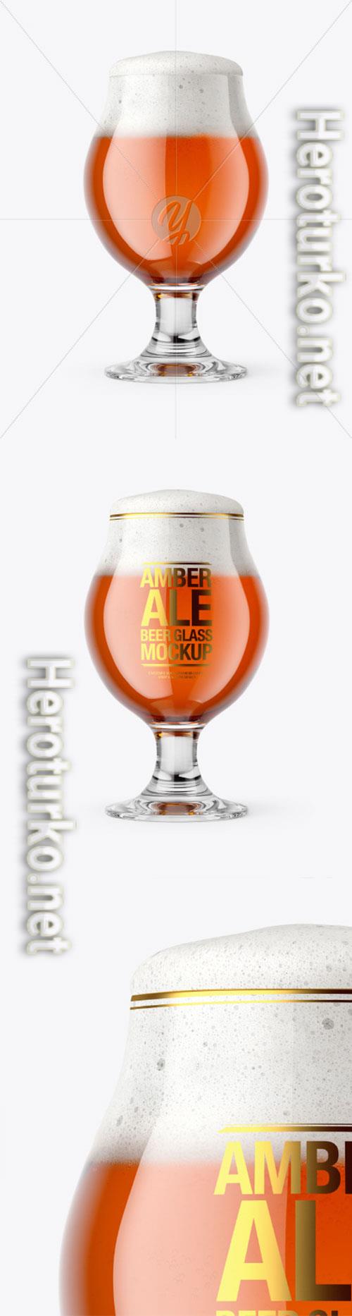 Tulip Glass With Amber Ale Beer Mockup 86481