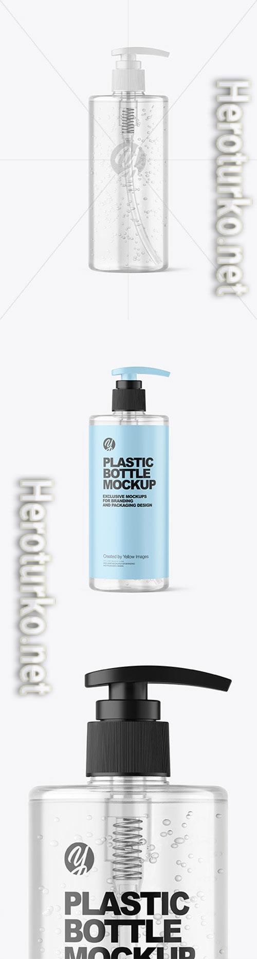 Clear Cosmetic Bottle with Pump Mockup 86455 Clear Cosmetic Bottle with Pump Mockup 86455