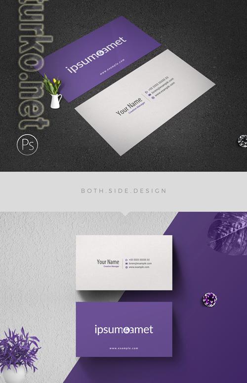 AdobeStock Business Card Layout with Purple Accents 205412794
