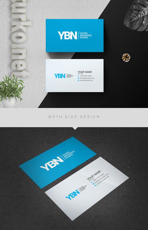 AdobeStock Business Card Layout with Blue Accents 204272823