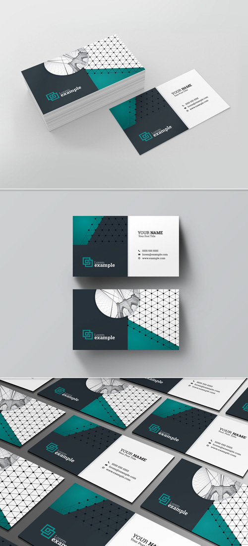 AdobeStock Business Card Layout with Teal Accents 210367501