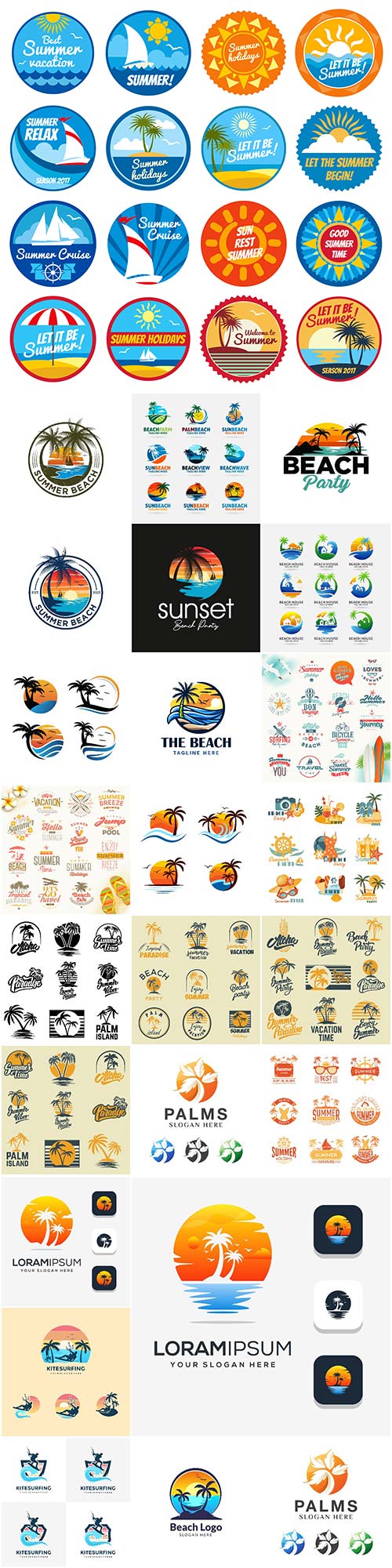 Collection of beach logo vector design