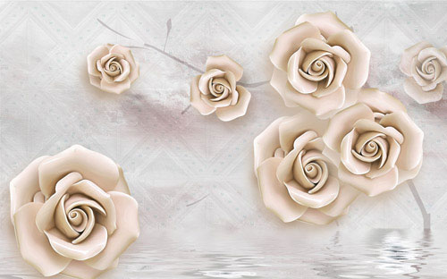 3d rose flower embossed background wall