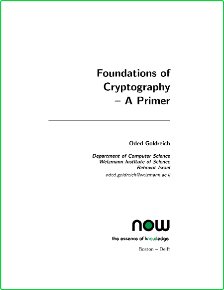 Foundations of Cryptography A Primer