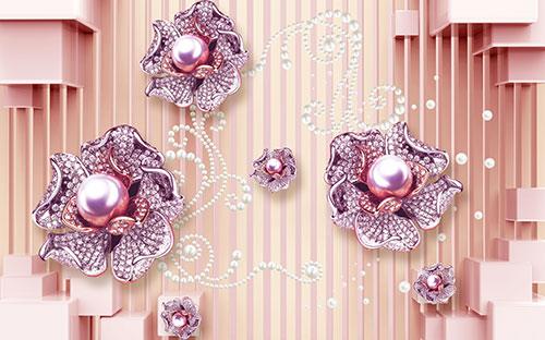 Purple jewelry flower european tv background wall