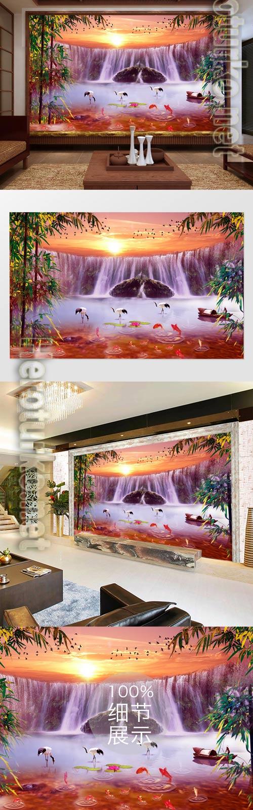 Pink flowing water background wall Pink flowing water background wall
