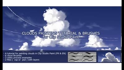 Xavier Houssin - Clouds painting tutorial + 6 Brushes + 3 video process For Clip Studio Paint