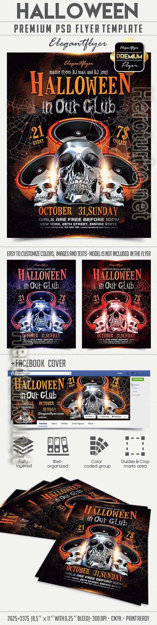 Halloween in Our Club Flyer PSD Template
