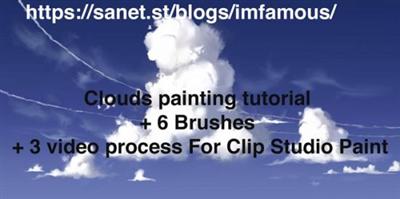 Gumroad   Xavier Houssin   Clouds painting tutorial + 6 Brushes + 3 video process For Clip Studio Paint
