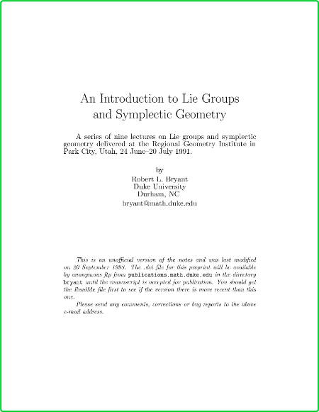 Introduction to Lie groups and Symplectic Geometry