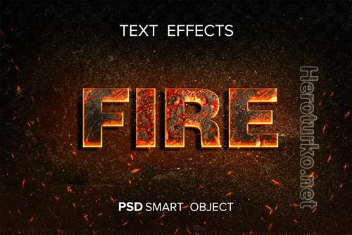Fire text effect photoshop with flying spark Premium Psd