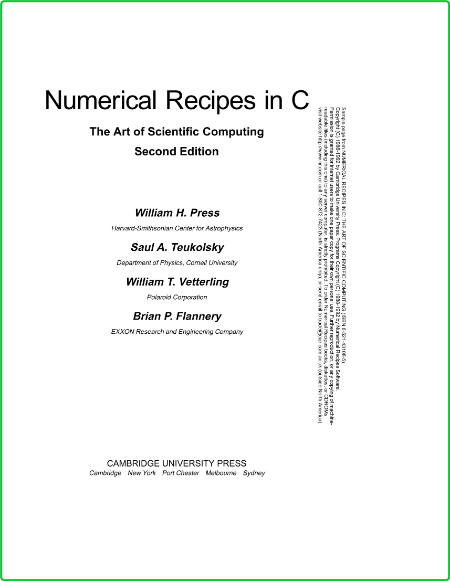 Numerical recipes in C 2nd ed D1c73cc8a2619c395b8b84306085dfda